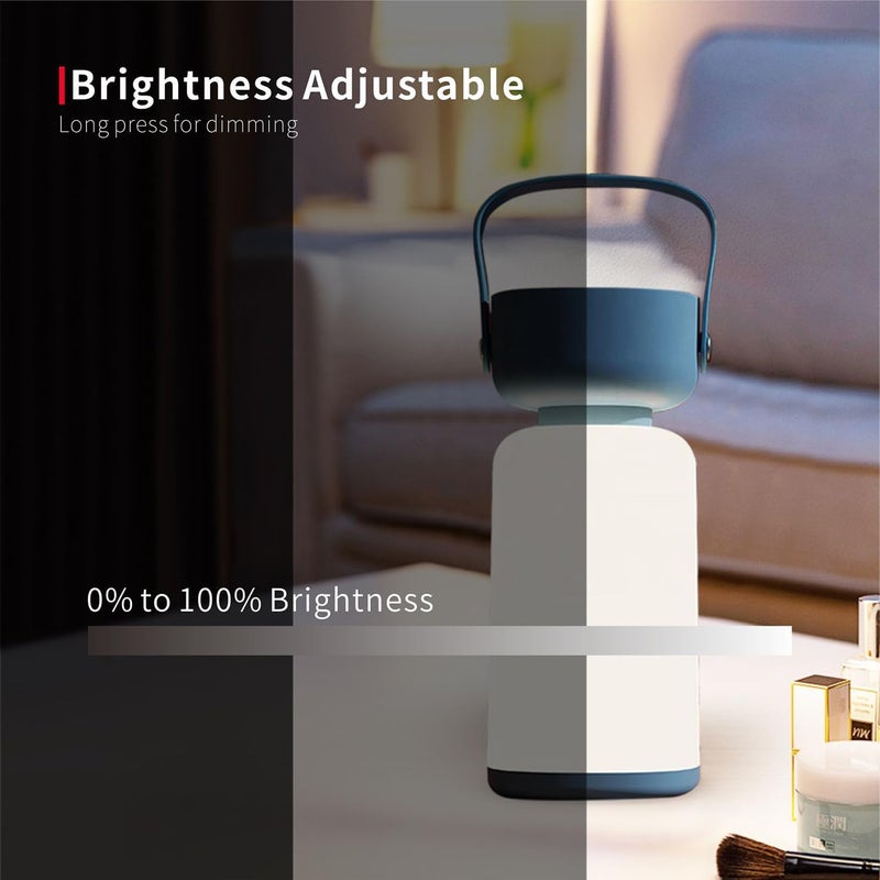 RiverLux LED Outdoor Portable Cordless Table Lamp with Handle, Rechargeable Battery, Stepless Dimmer, Waterproof Hanging LED Lantern for Camping Bedroom Balcony Table, White and Blue - Image 2